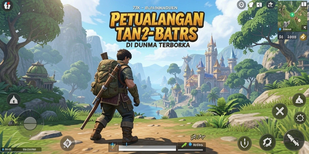 Tangkapan layar utama 73K menunjukkan petualangan seru di dunia terbuka.
