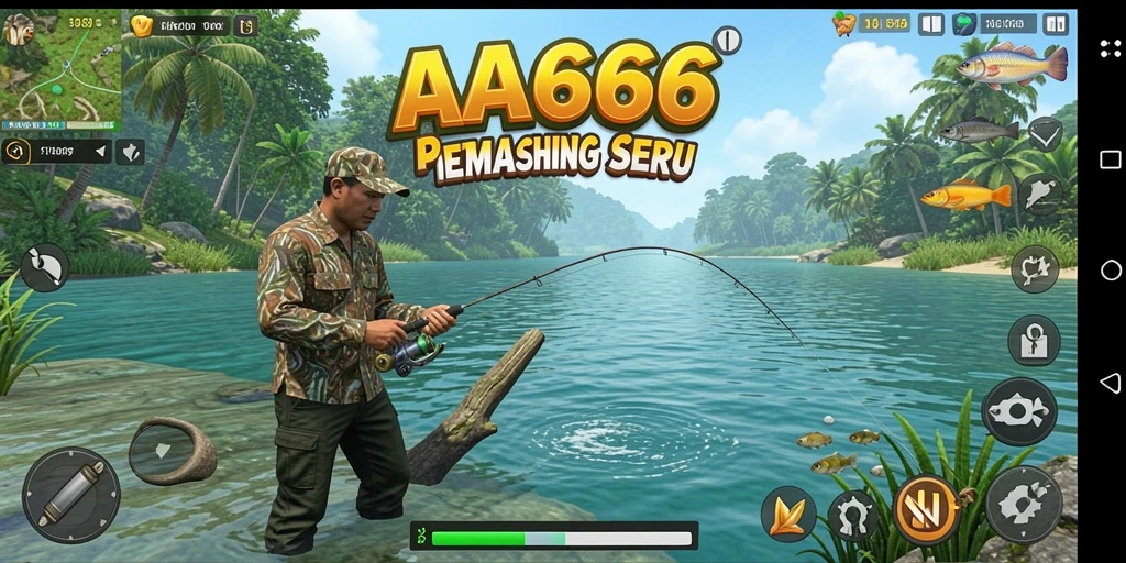 Gameplay seru menangkap ikan di lautan luas.