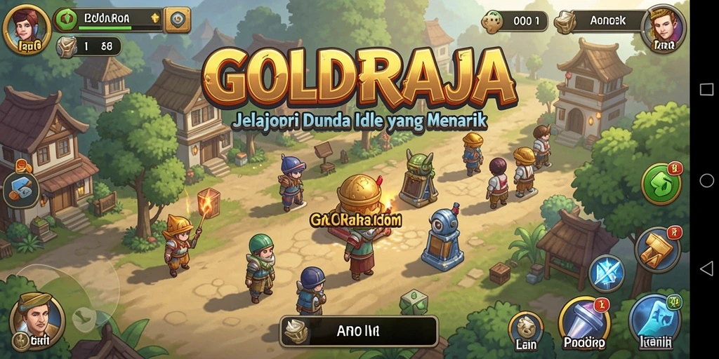 Tampilan gameplay <strong>GOLDRAJA</strong> yang memukau dengan elemen Idle yang menarik.