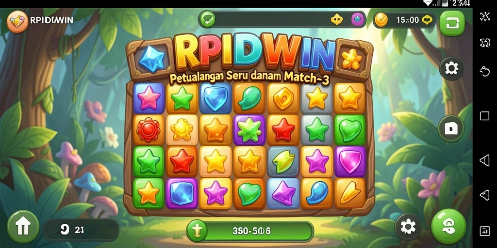 Tampilan gameplay seru RPIDWIN yang menampilkan tantangan Match-3.