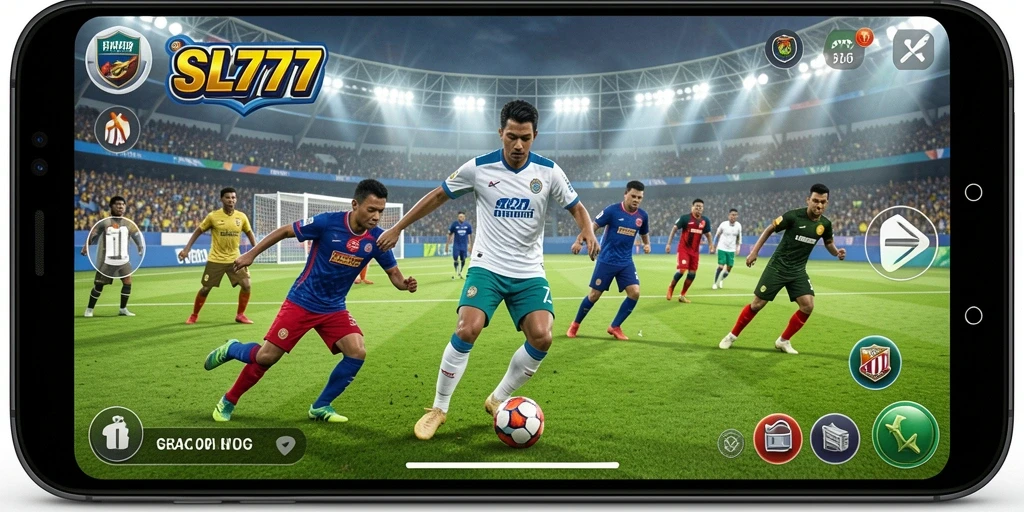 Tampilan gameplay SL777 menampilkan aksi sepak bola yang mendebarkan.