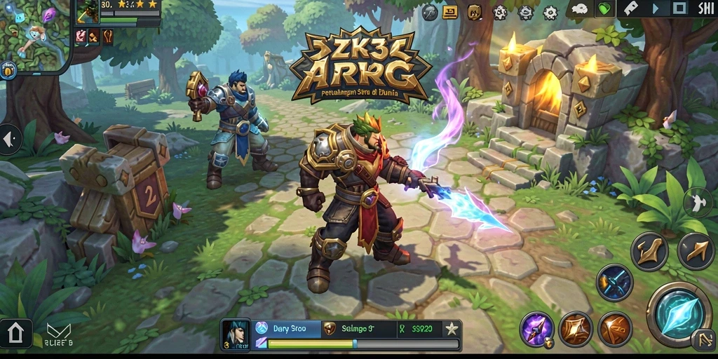 Screenshot menampilkan gameplay aksi mendebarkan ZK3 di dunia ARPG.